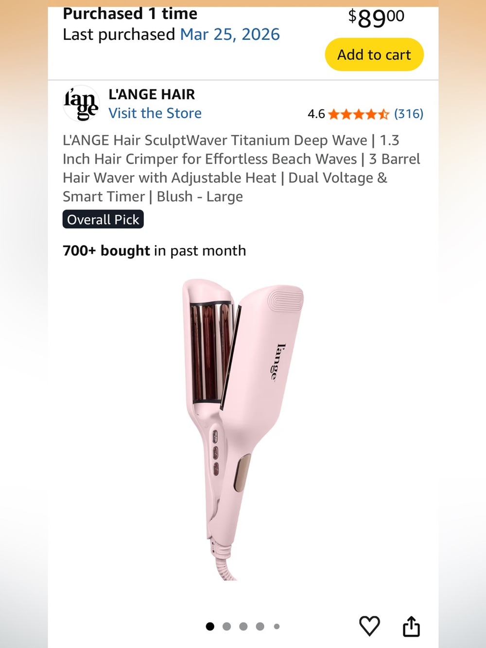 Lange Blush Pink Sculptwaver Deep Wave Crimper
